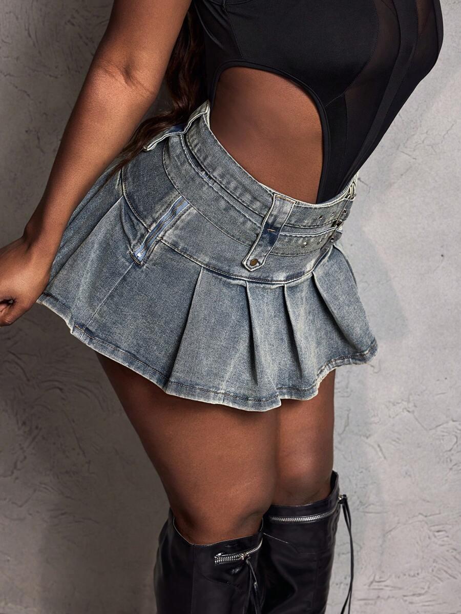 MINI SPÓDNICA PLISOWANA JEANS