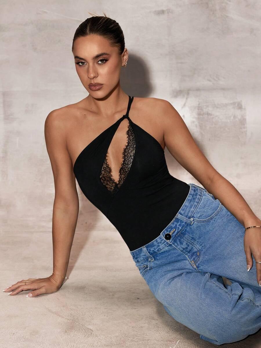 CZARNE ASYMETRYCZNE BODY 