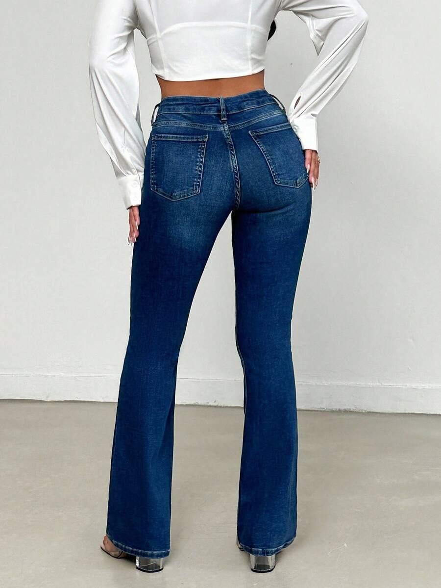NIEBIESKIE SPODNIE JEANS PROSTA NOGAWKA 