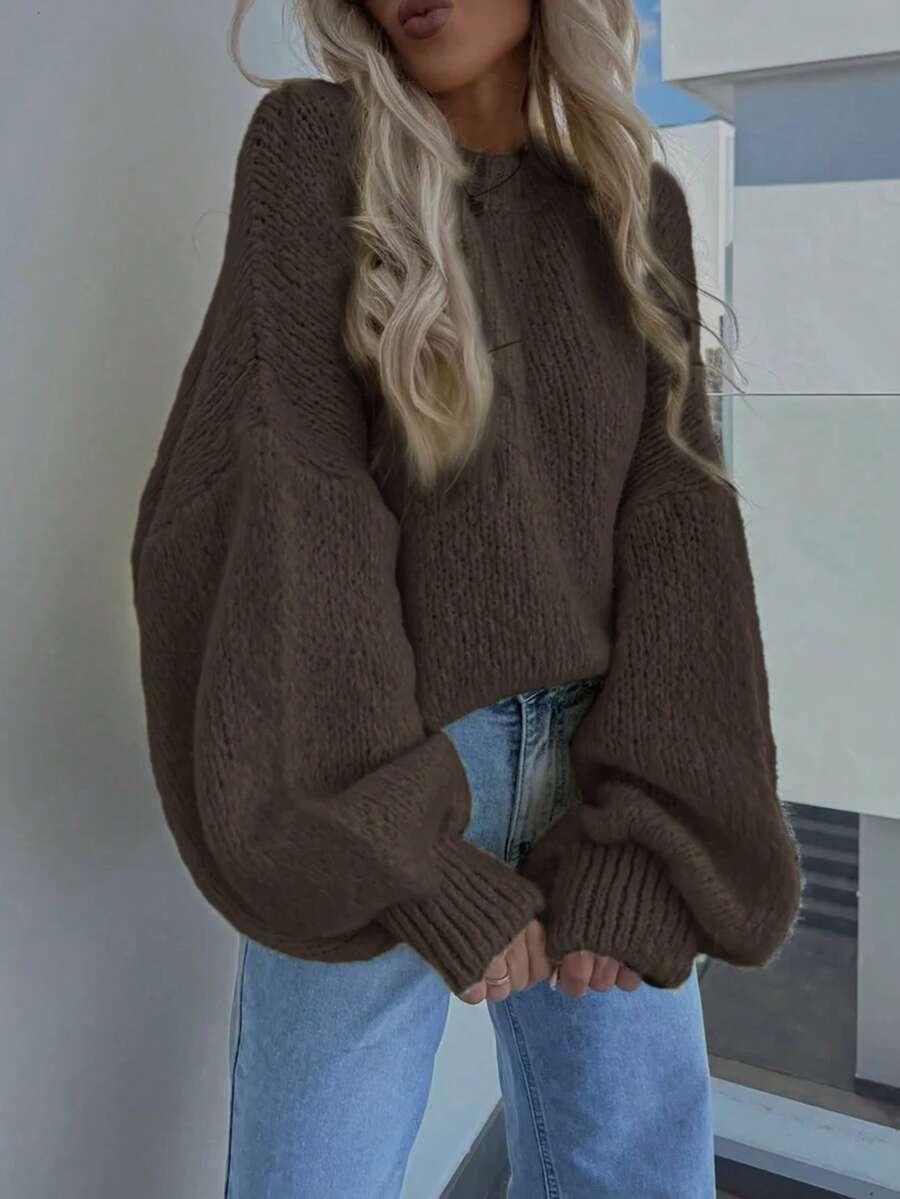 brązowy sweter dzianina