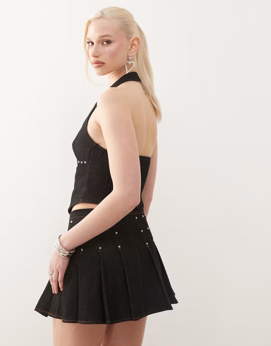 czarny jeansowy top