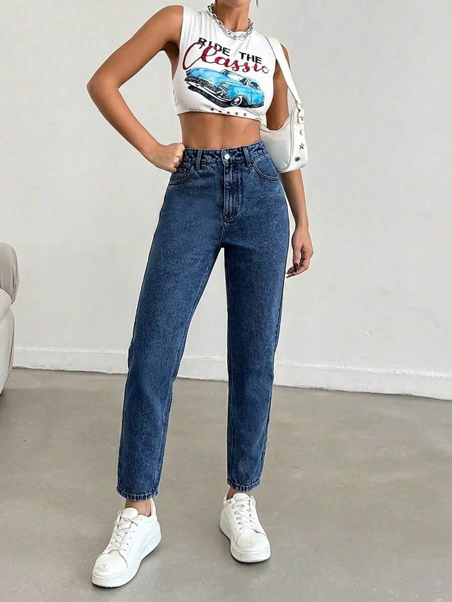 GRANATOWE SPODNIE JEANS