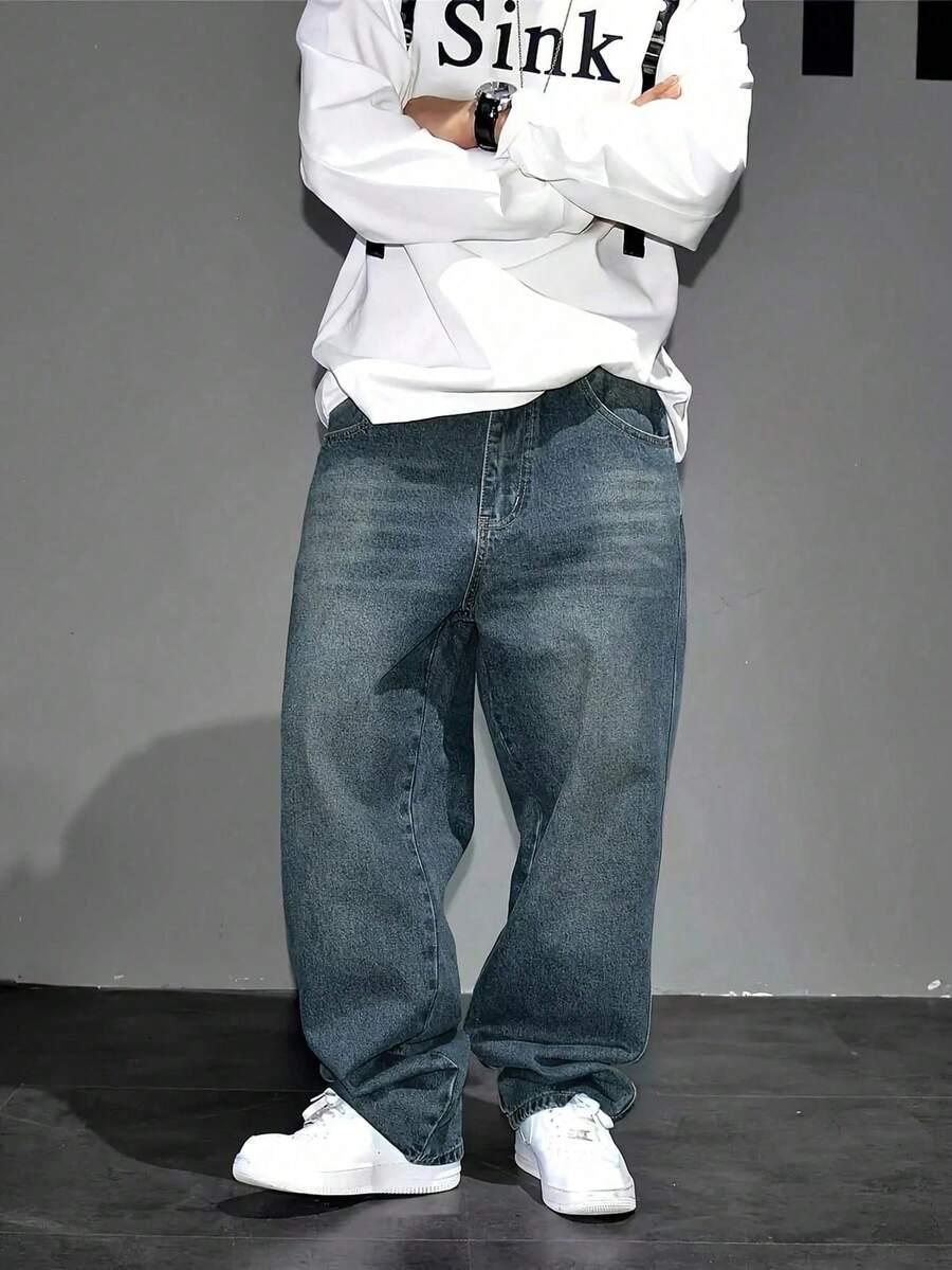 NIEBIESKIE SPODNIE JEANS zamek kieszenie