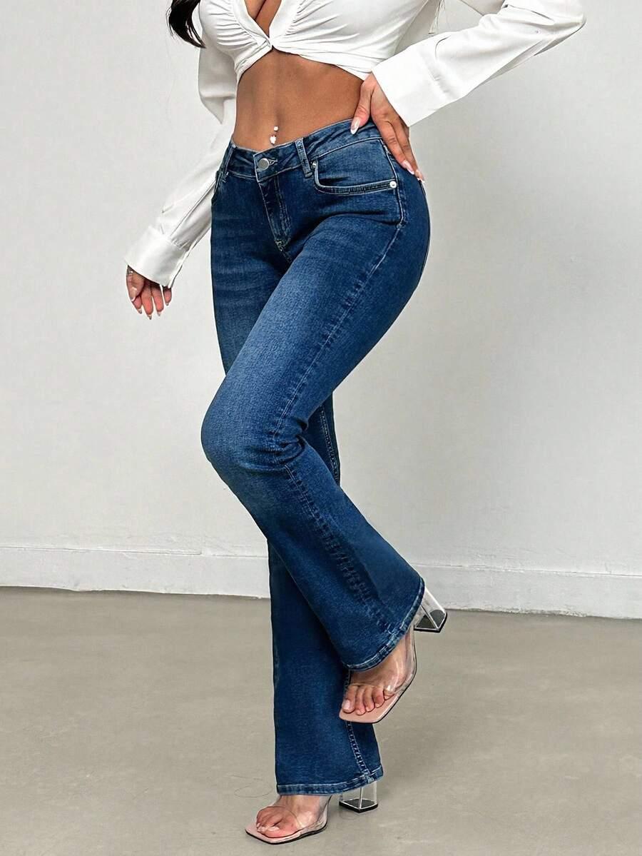 NIEBIESKIE SPODNIE JEANS PROSTA NOGAWKA 