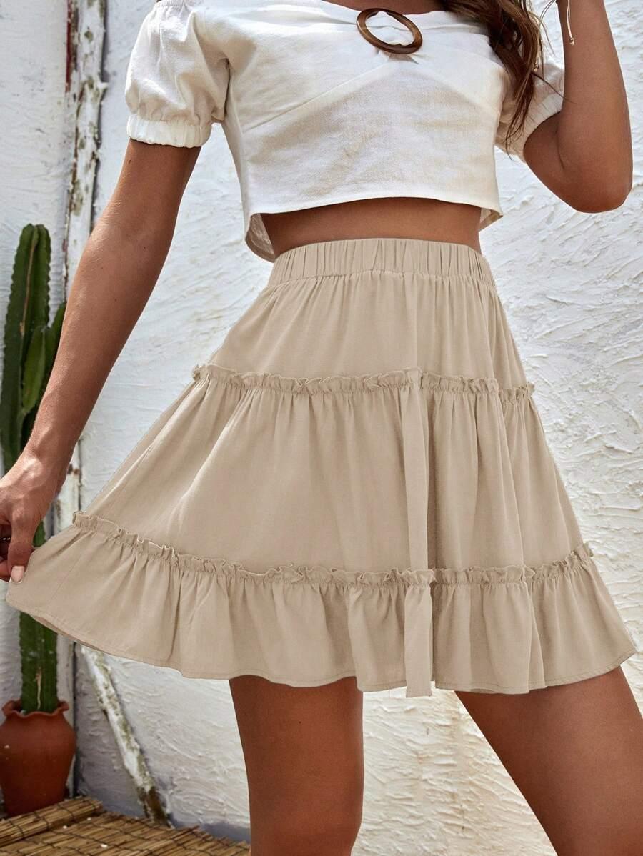BEŻOWA MINI SPÓDNICA 