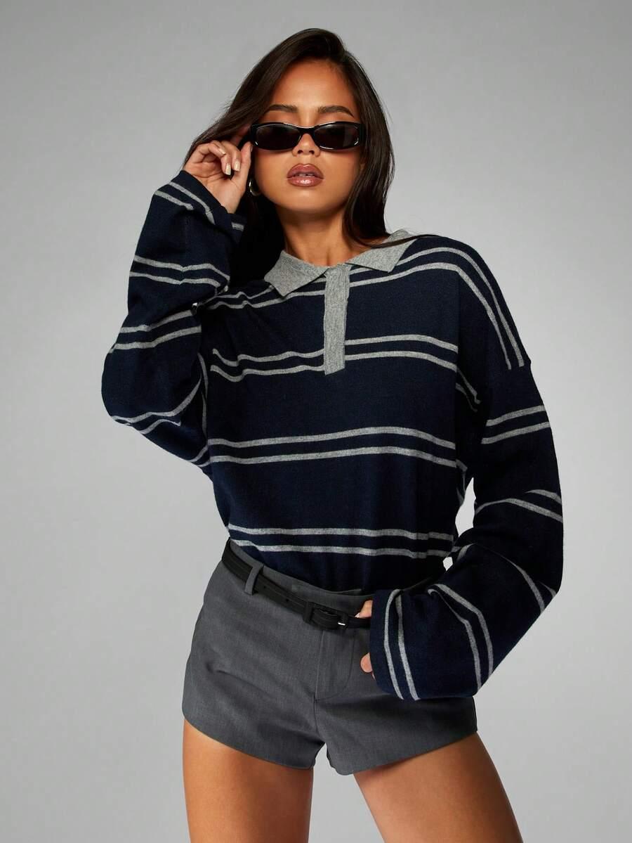 SWETER W PASKI KONTRAST