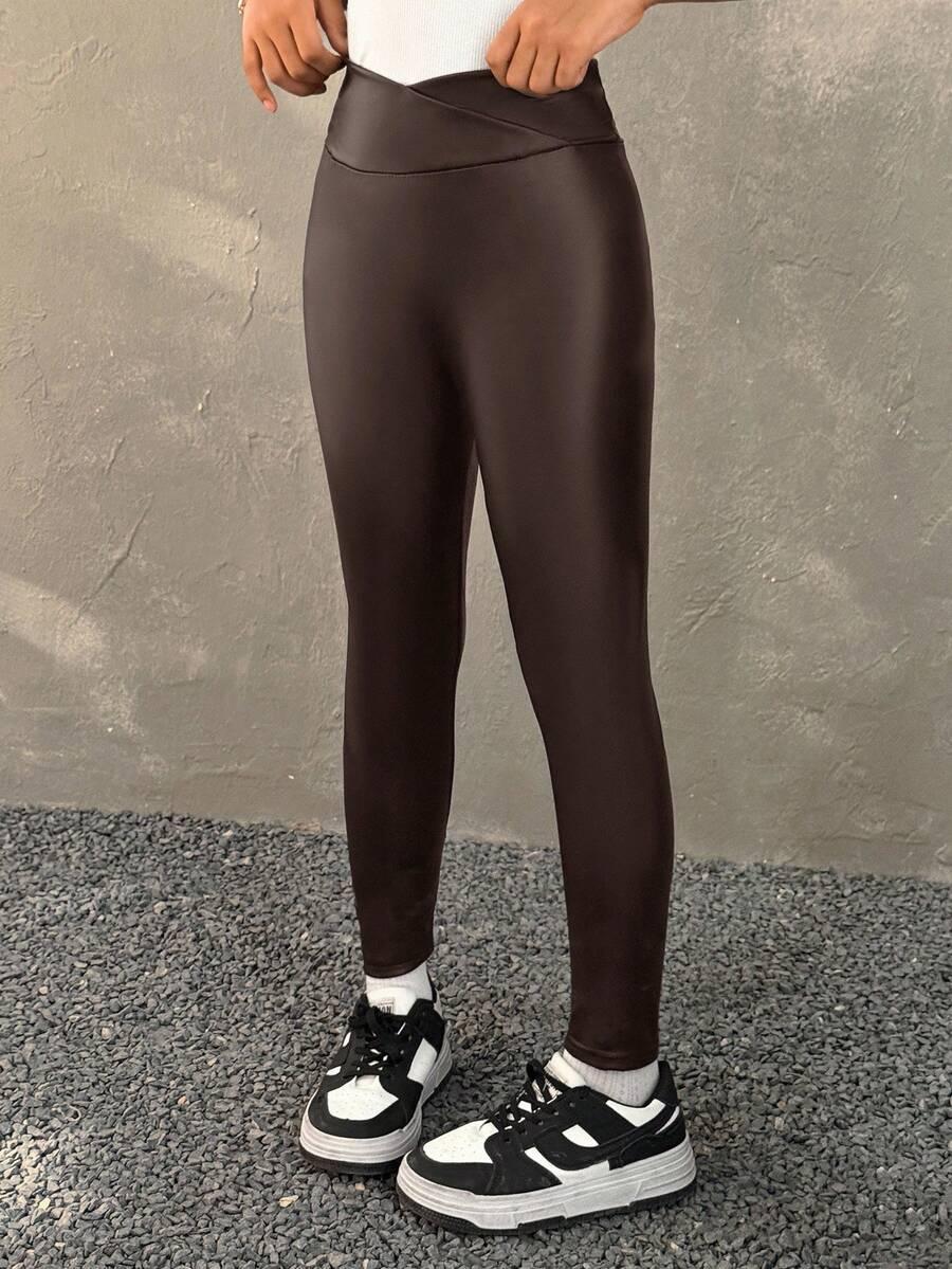BRĄZOWE KLASYCZNE LEGGINSY 