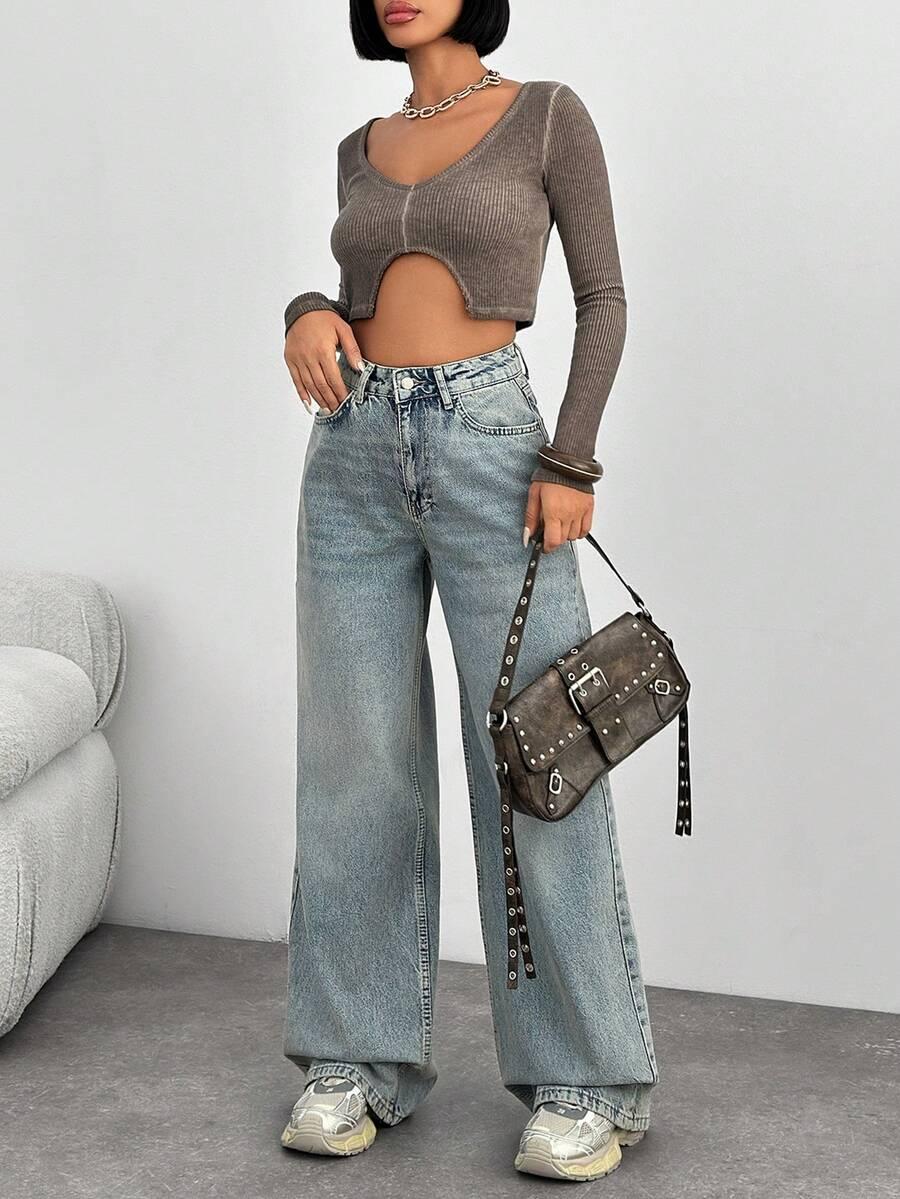 SZEROKIE SPODNIE JEANS VINTAGE