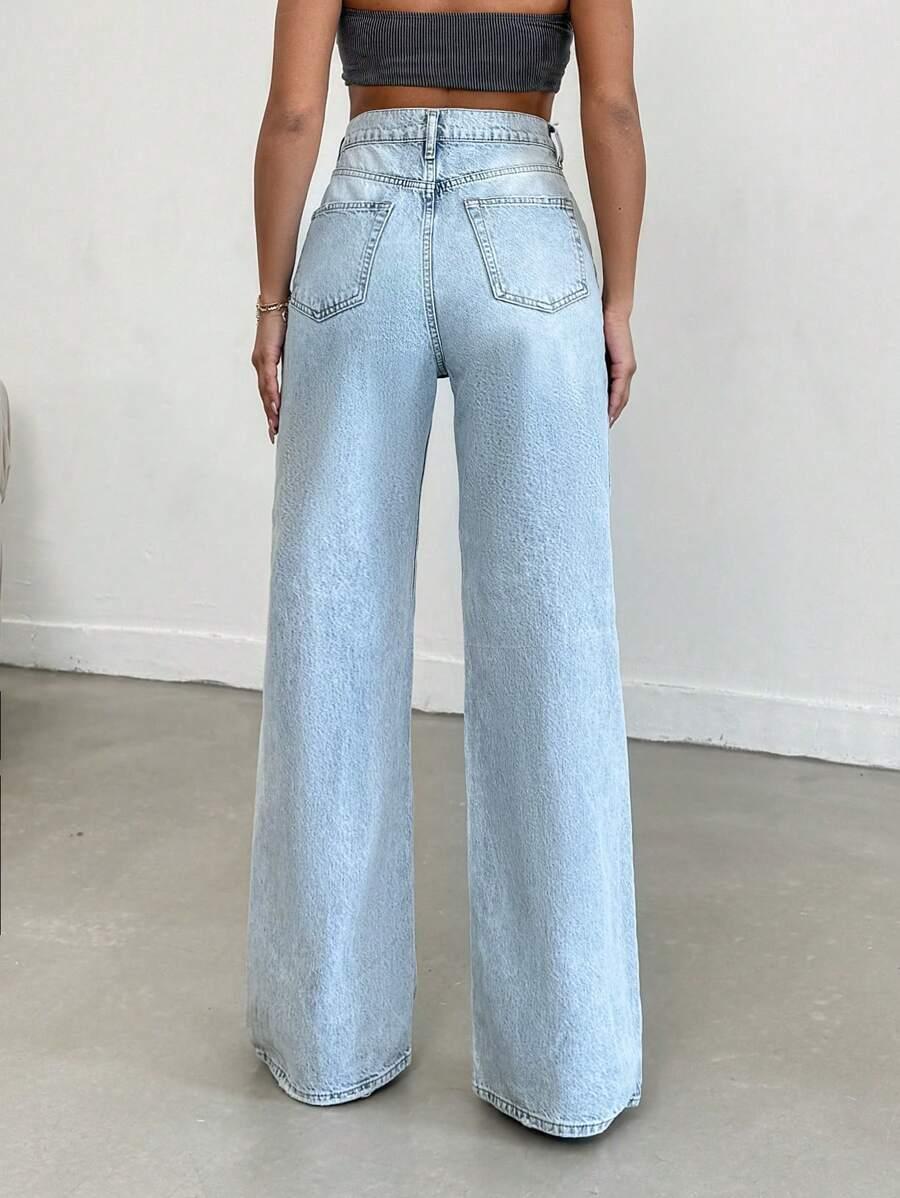 spodnie jeans prosta nogawka przetarcia