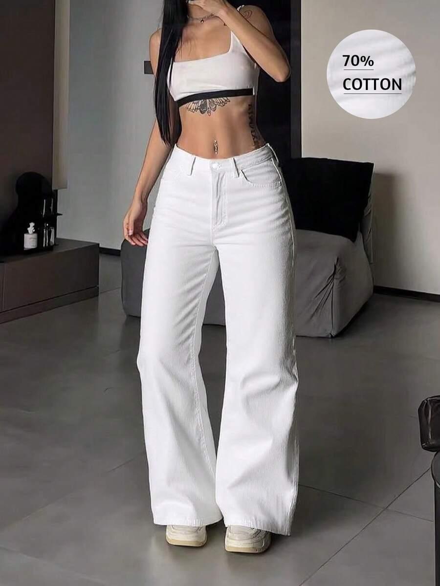 BIAŁE SPODNIE JEANS
