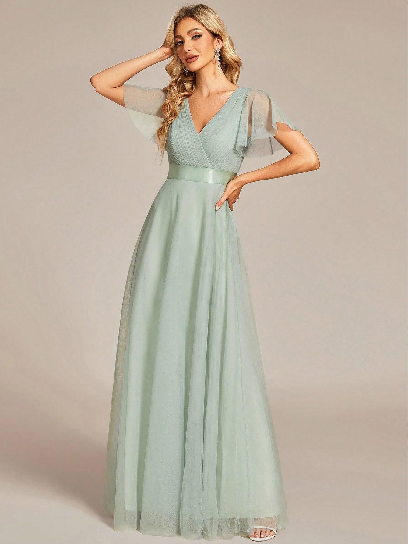 ZIELONA MAXI SUKIENKA V NECK