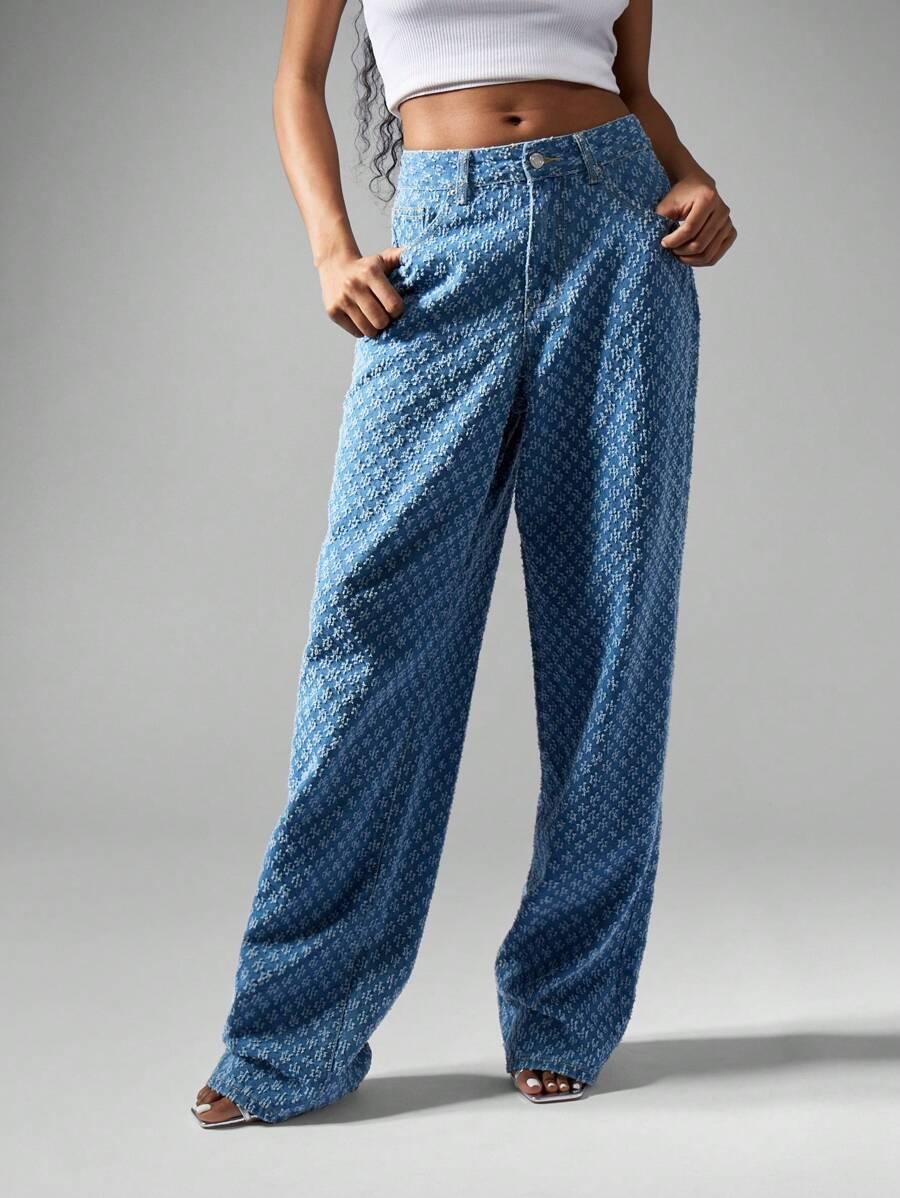 NIEBIESKIE SPODNIE JEANS TEKSTURA