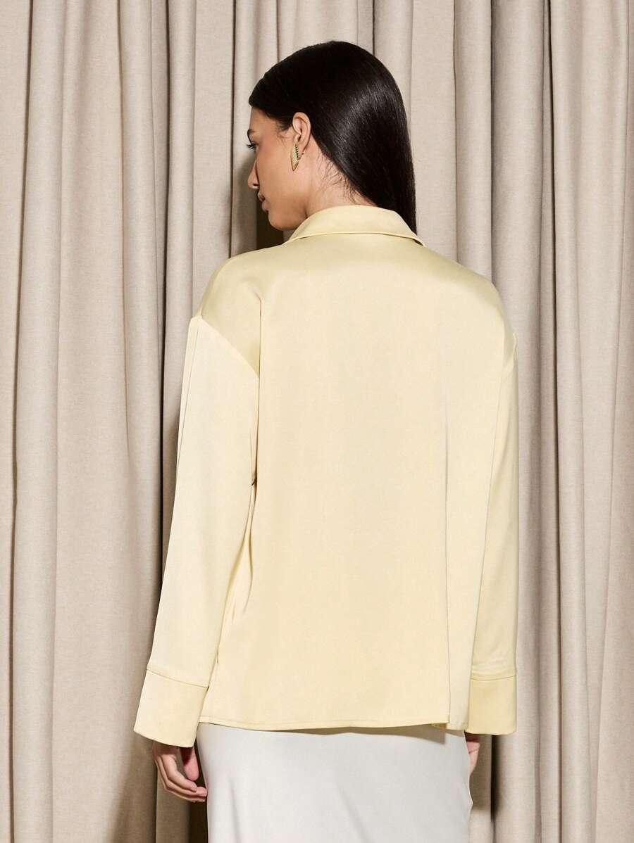 BLUZKA DAMSKA Z GŁĘBOKIM DEKOLTEM LUŹNA DŁUGI RĘKAW