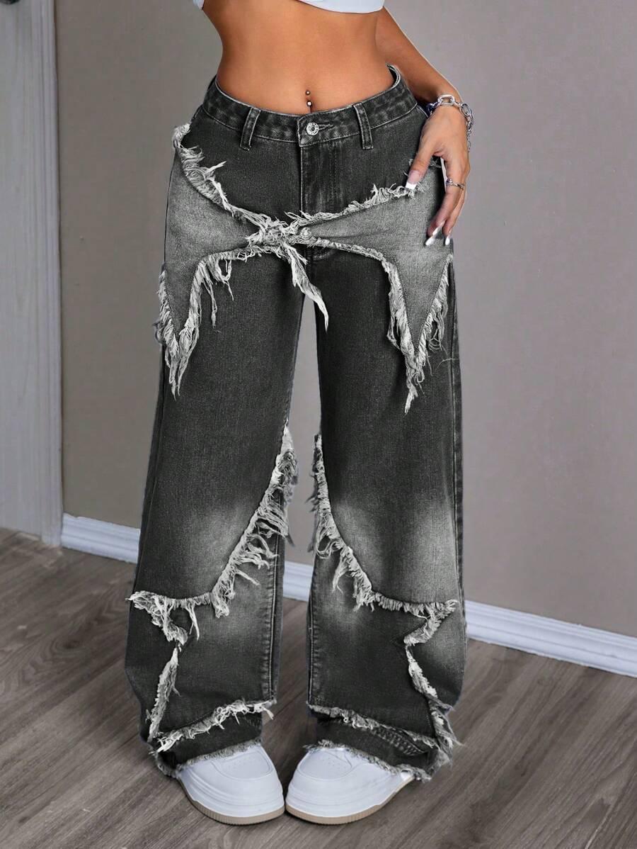 CZARNE SPODNIE JEANS 