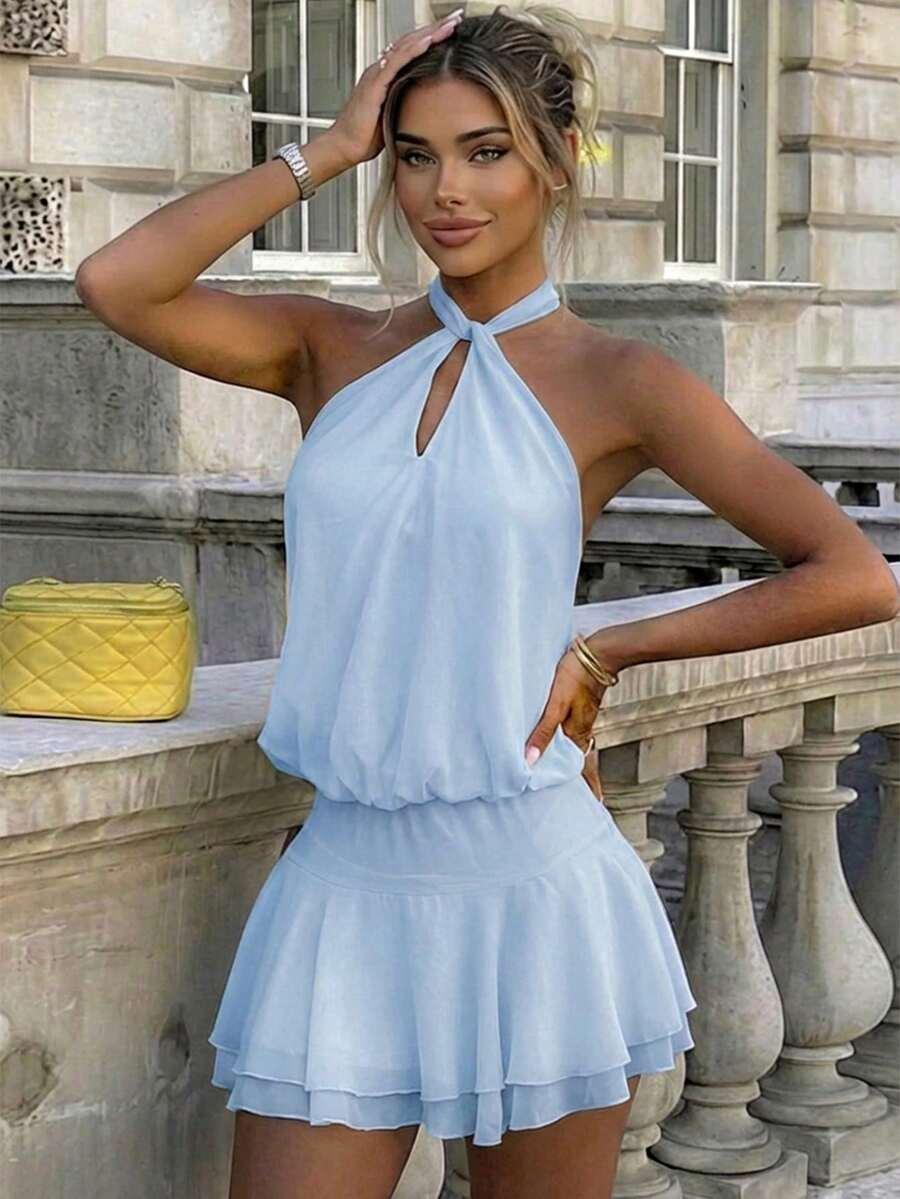 NIEBIESKA MINI SUKIENKA