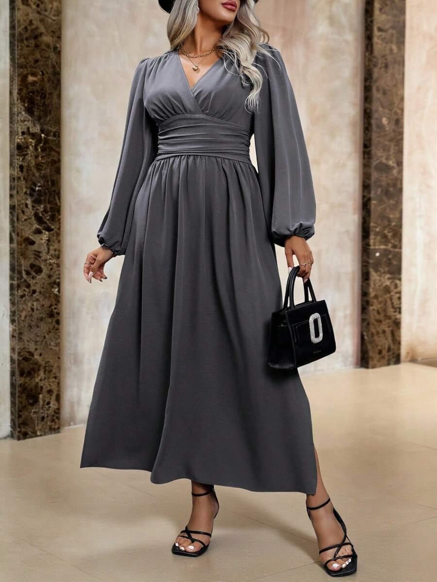 szara maxi sukienka