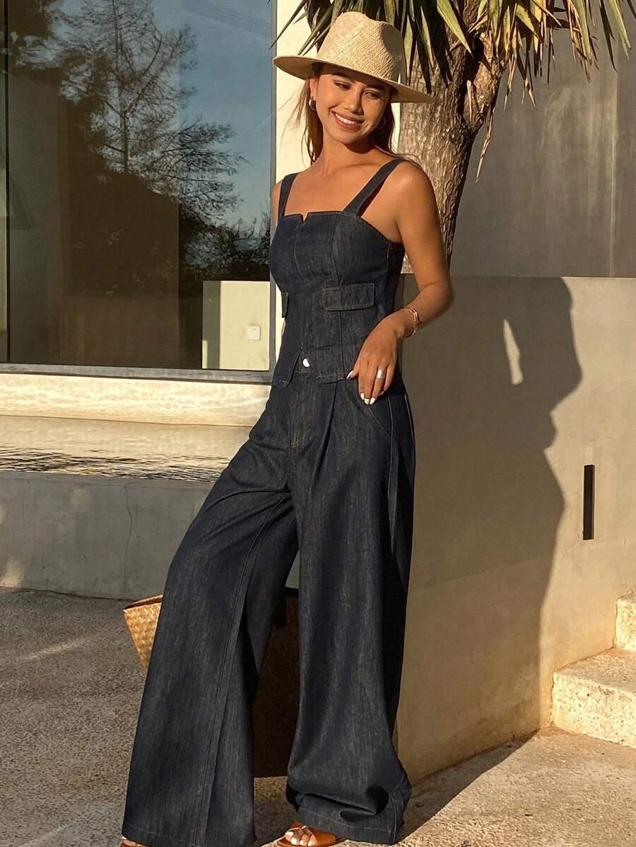 granatowe spodnie jeans