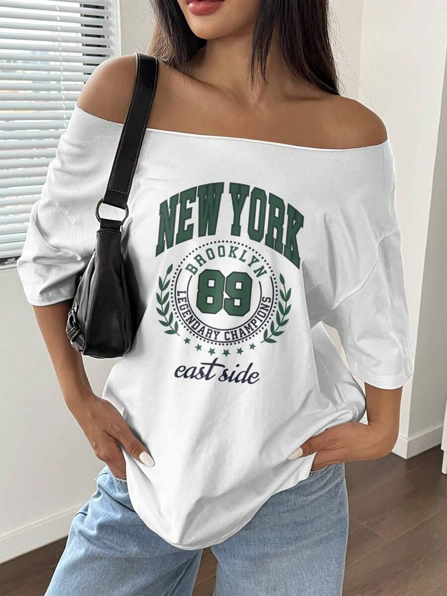 biały t-shirt nadruk