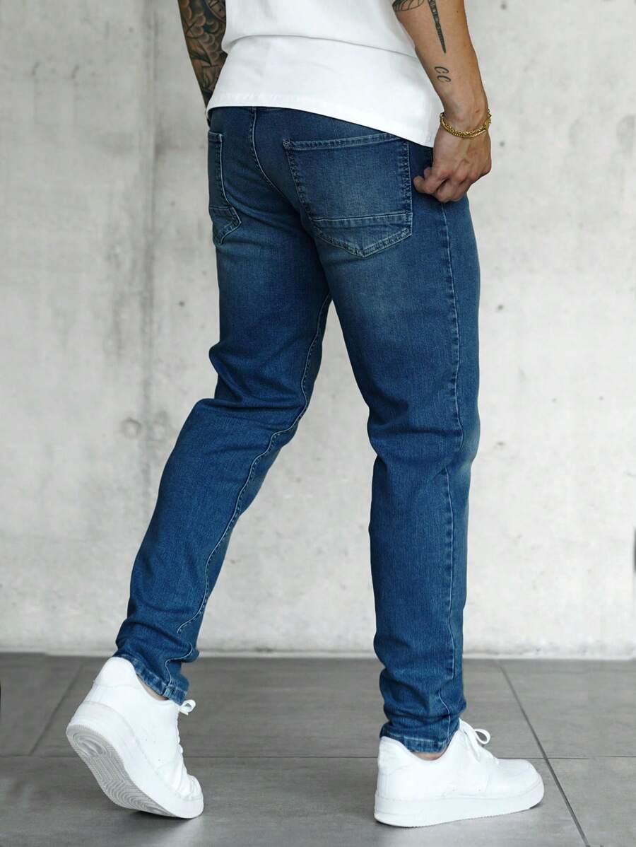 GRANATOWE SPODNIE JEANS