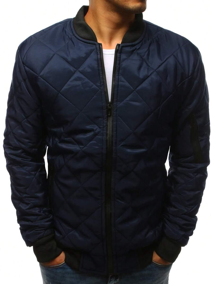 GRANATOWA PIKOWANA KURTKA BOMBER