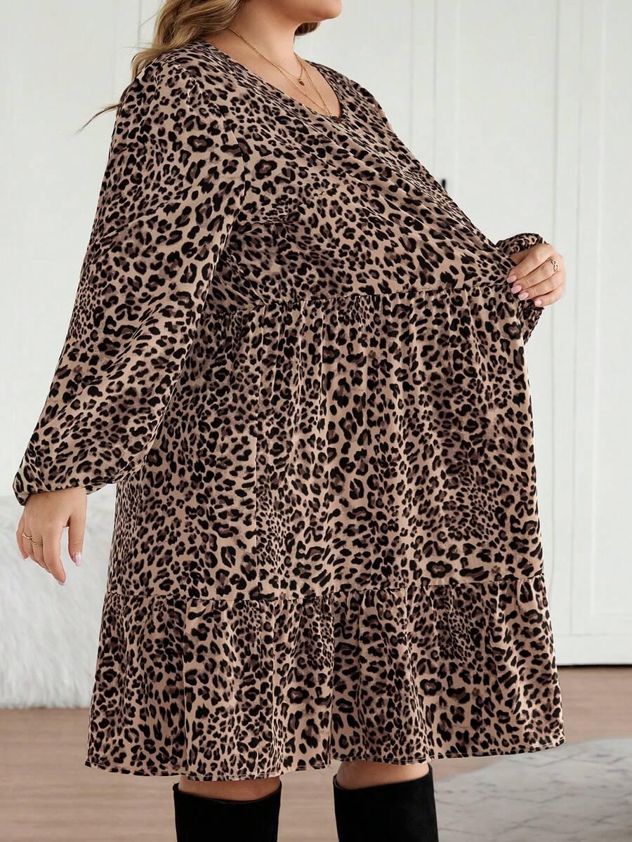 sukienka z długim rękawem animal print