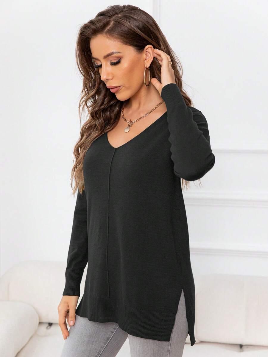 klasyczny czarny sweter v neck