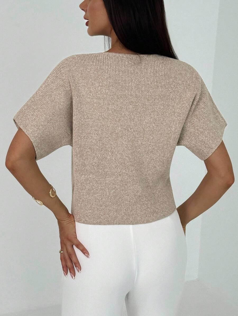 SWETER ROZPINANY  Z GŁĘBOKIM DEKOLTEM W SEREK