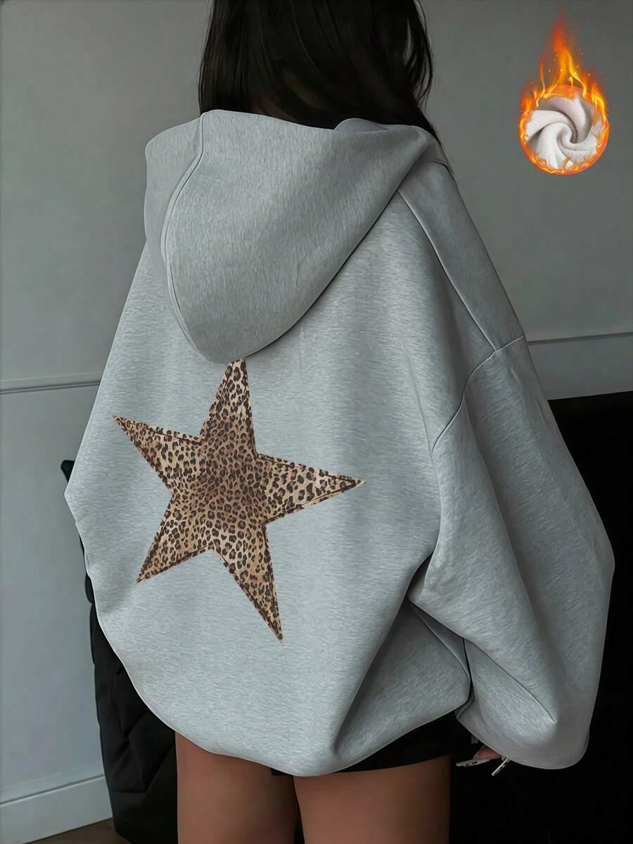 szara bluza z kapturem nadruk