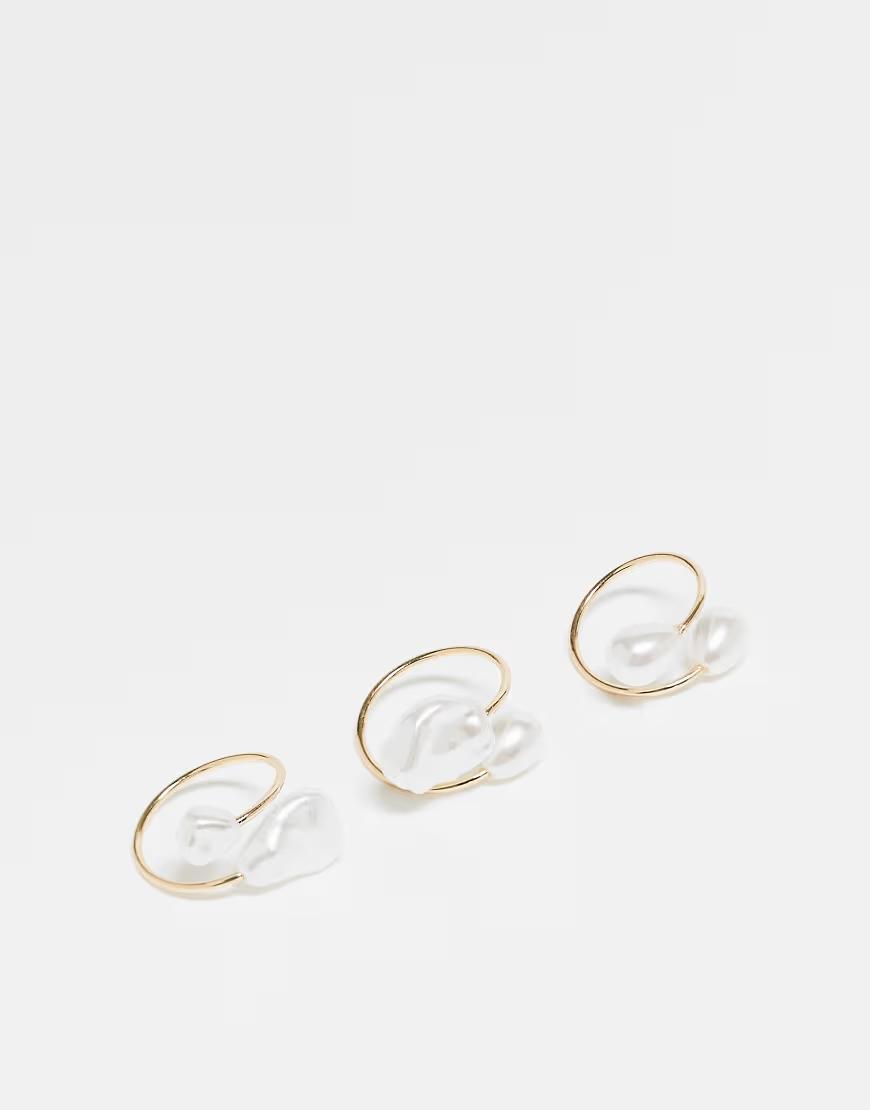 zestaw złoty pierścionek kamień 2-pack 