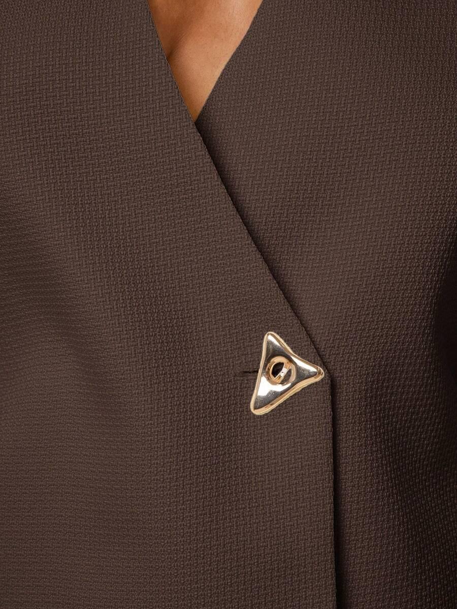 BRĄZOWA BLUZKA V-NECK