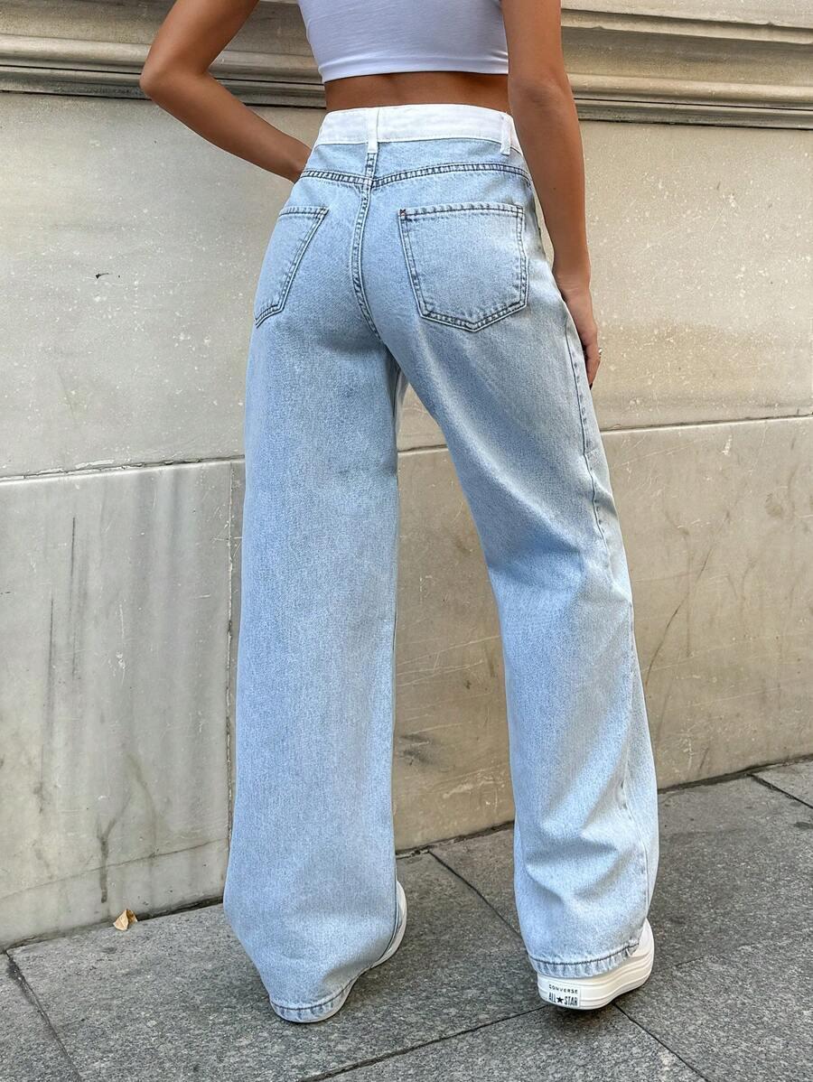NIEBIESKIE JEANSY KONTRAST