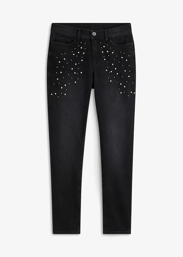 CZARNE SPODNIE JEANS ZDOBIENIE
