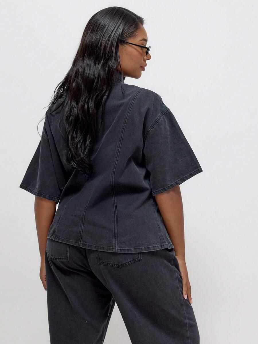 czarna koszula jeans