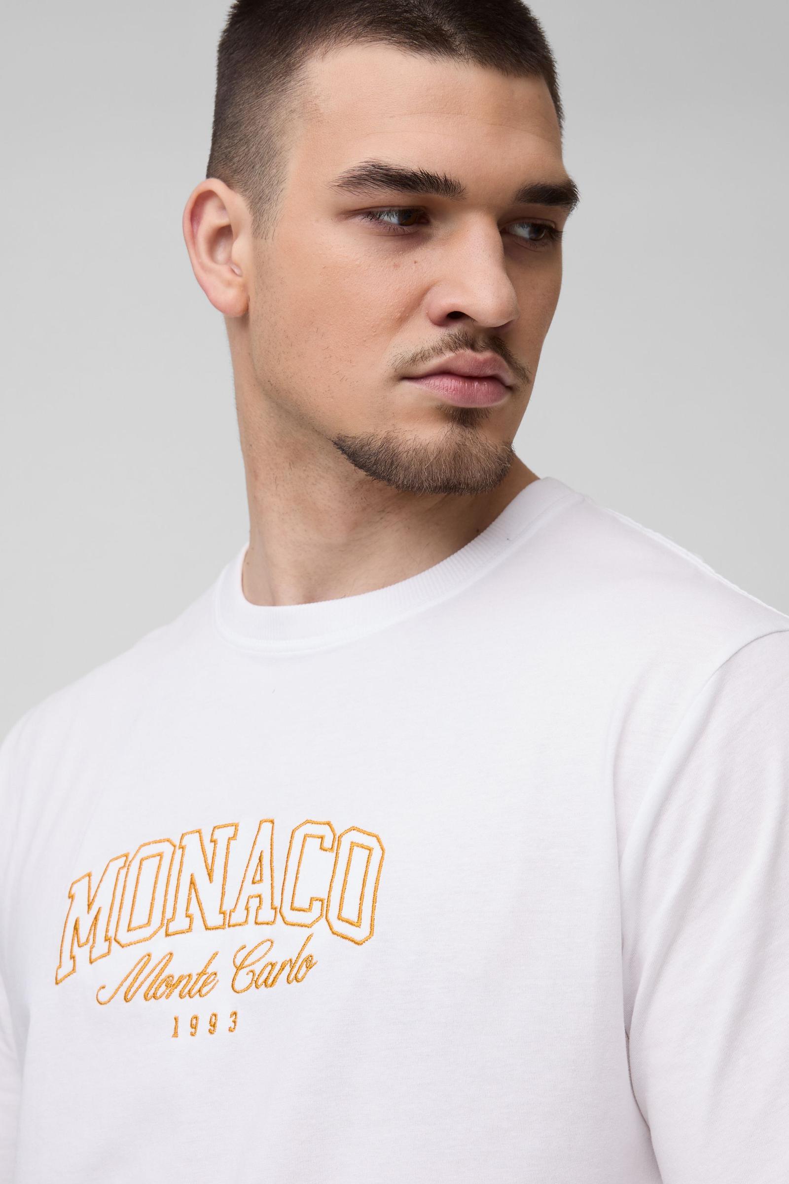 biały t-shirt okrągły dekolt haft 