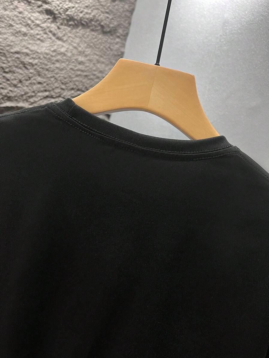 czarny t-shirt nadruk