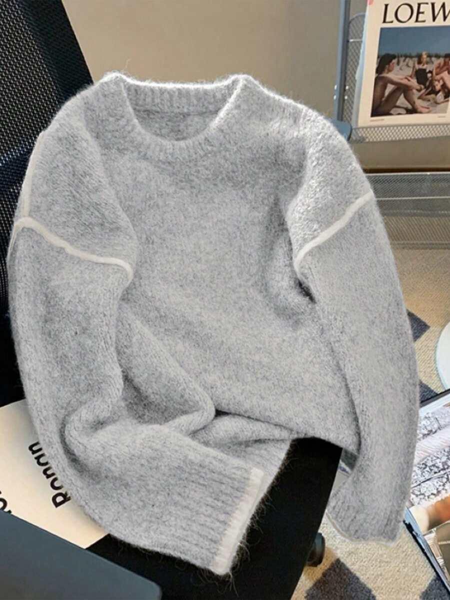 SWETER KLASYCZNY W KOLORZE SZARYM