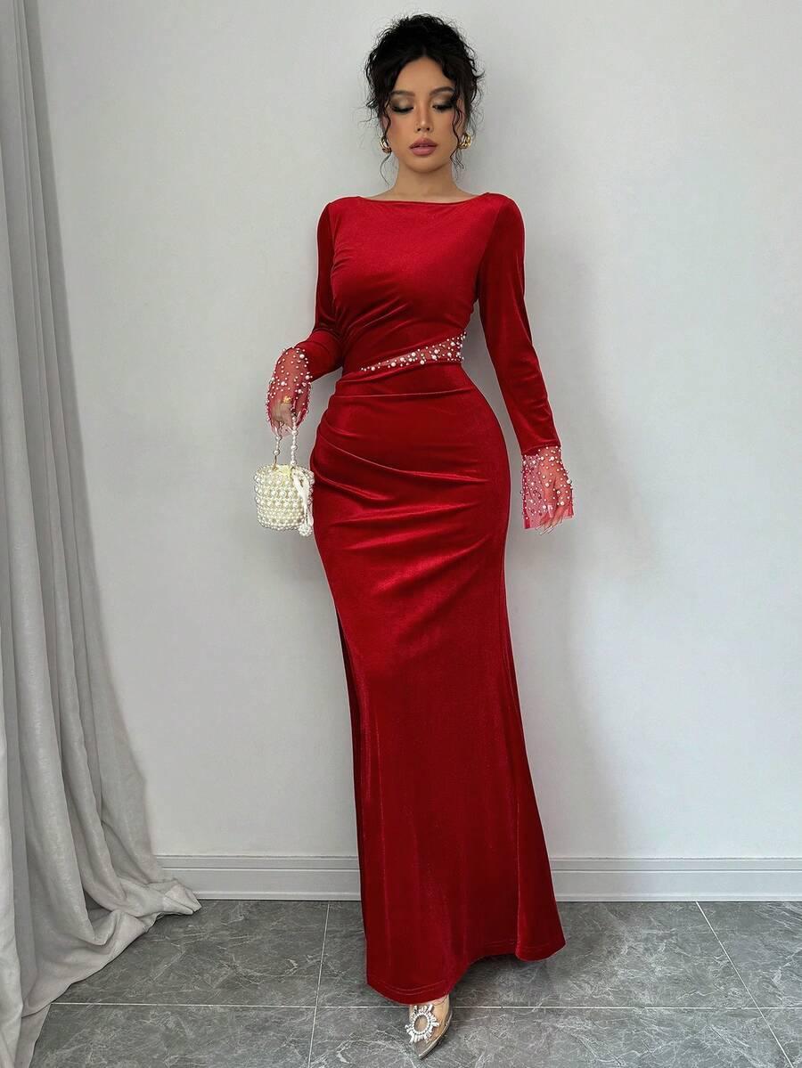 CZERWONA MAXI SUKIENKA