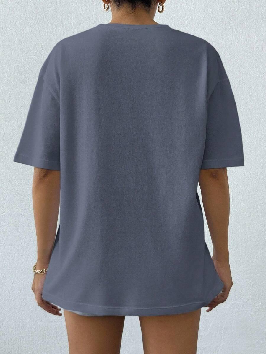szary T-SHIRT HAFT KWIAT