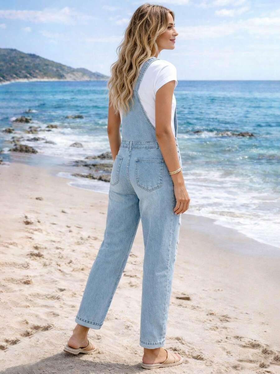 NIEBIESKIE OGRODNICZKI JEANS 