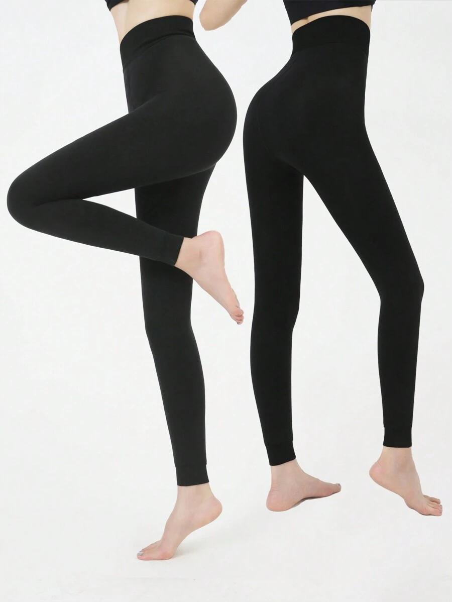 czarne ocieplane legginsy