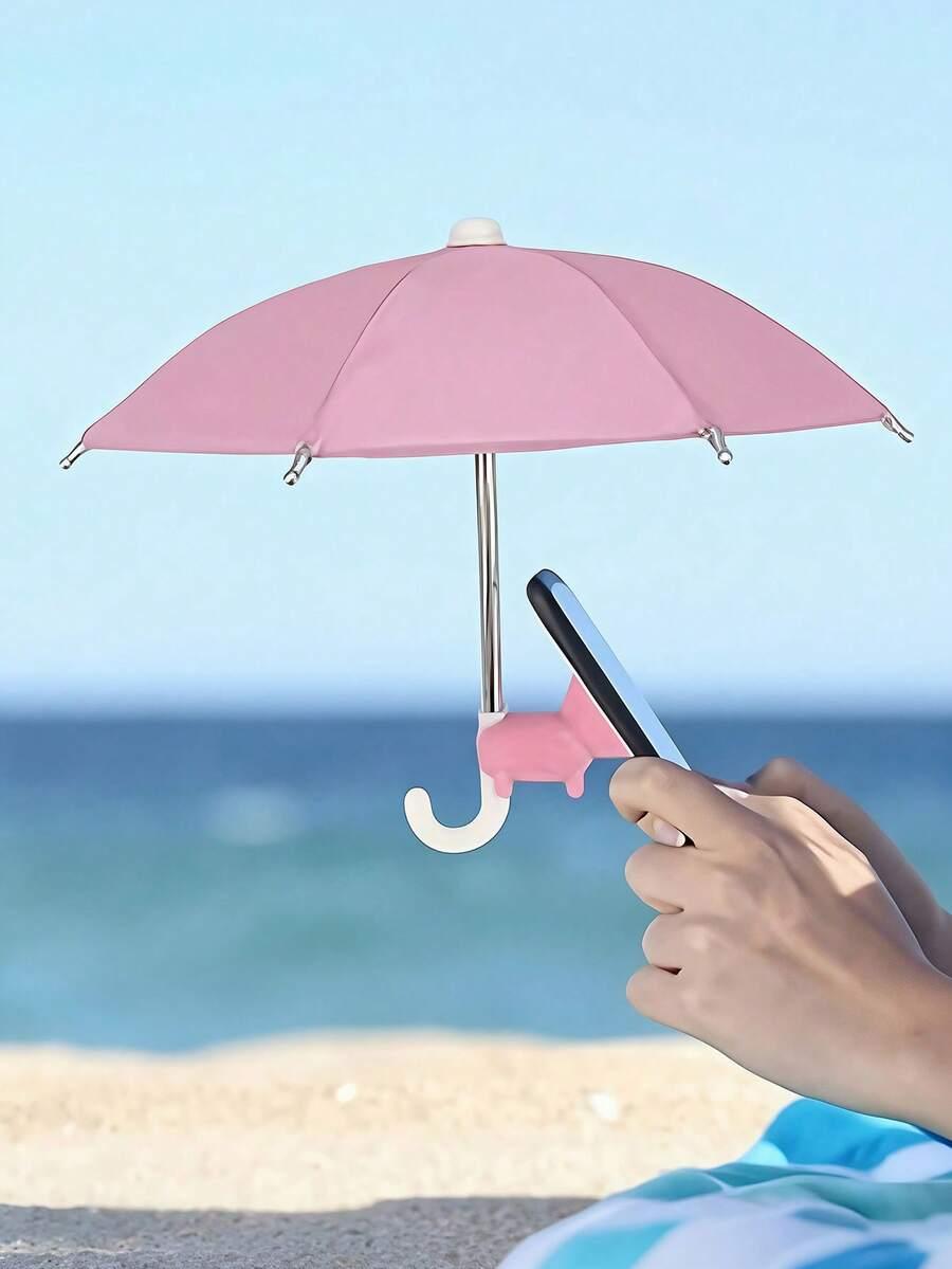 różowy parasol do telefonu