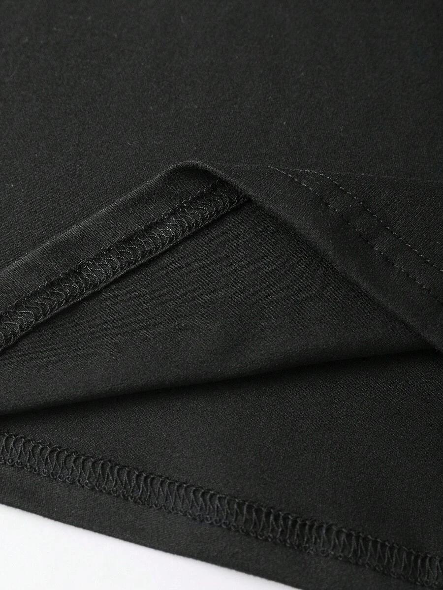 CZARNY T-SHIRT BASIC V-NECK