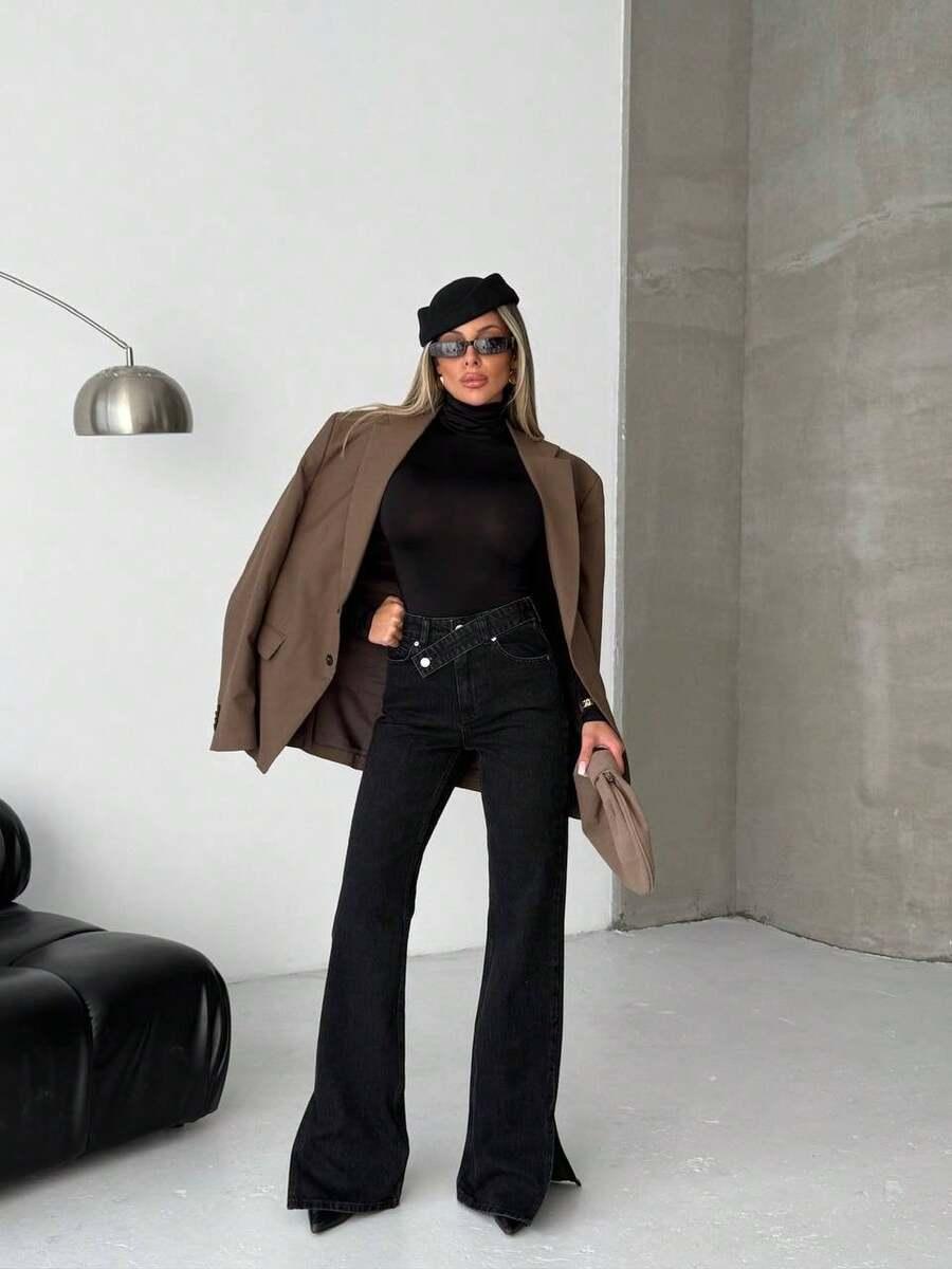 CZARNE SPODNIE JEANS
