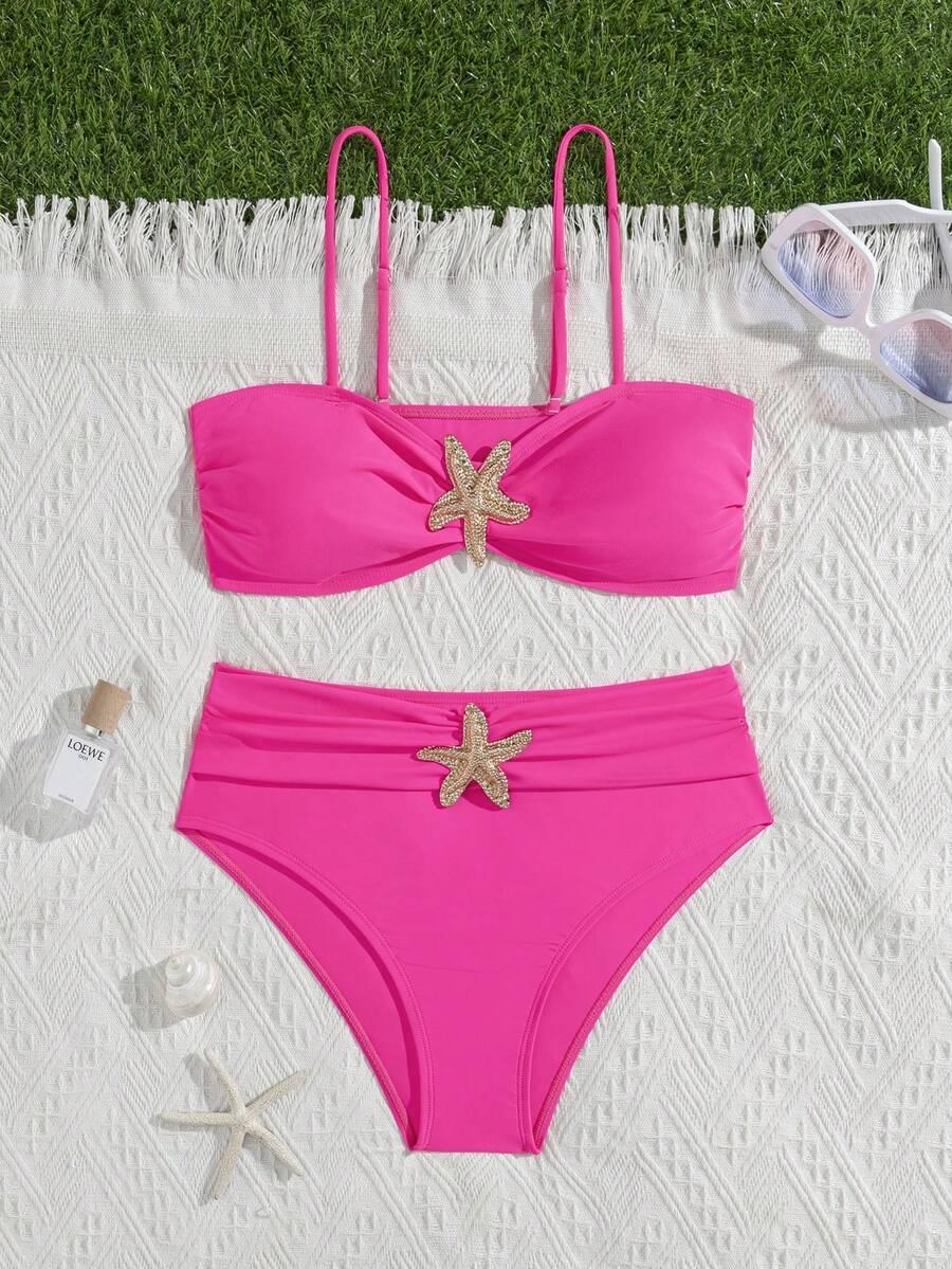 RÓŻOWY DWUCZĘŚCIOWY STRÓJ KĄPIELOWY