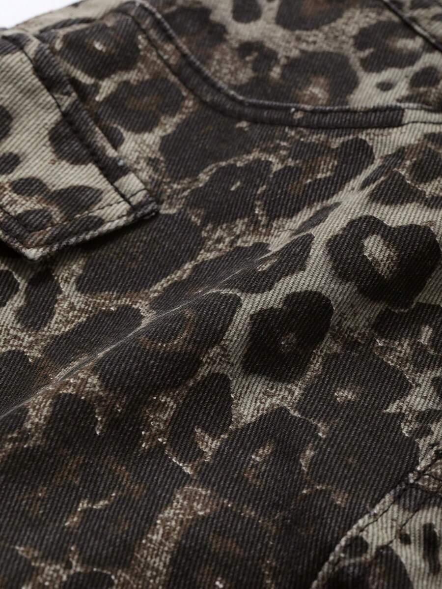 krótkie jeansowe spódnico-spodenki animal print