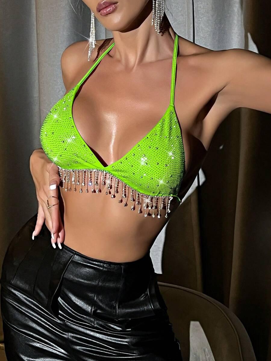 zielony top zdobienie