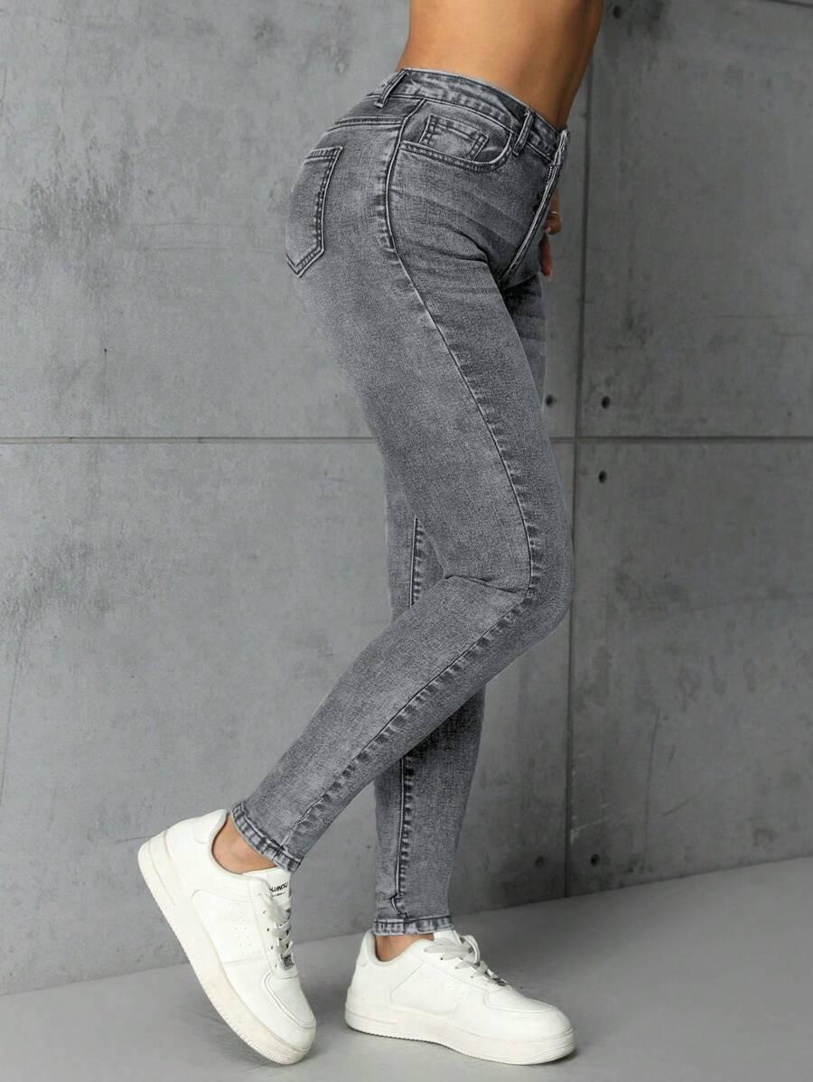 SZARE SPODNIE JEANS 