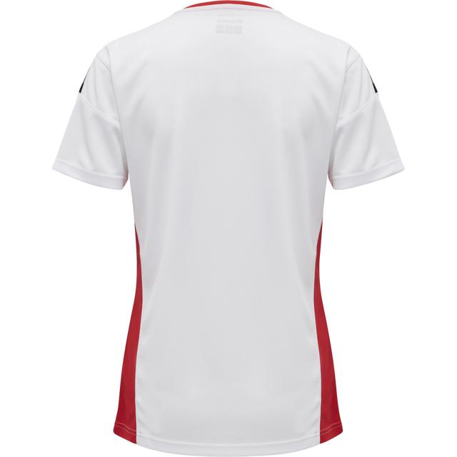 biała sportowa koszulka kontrast logo