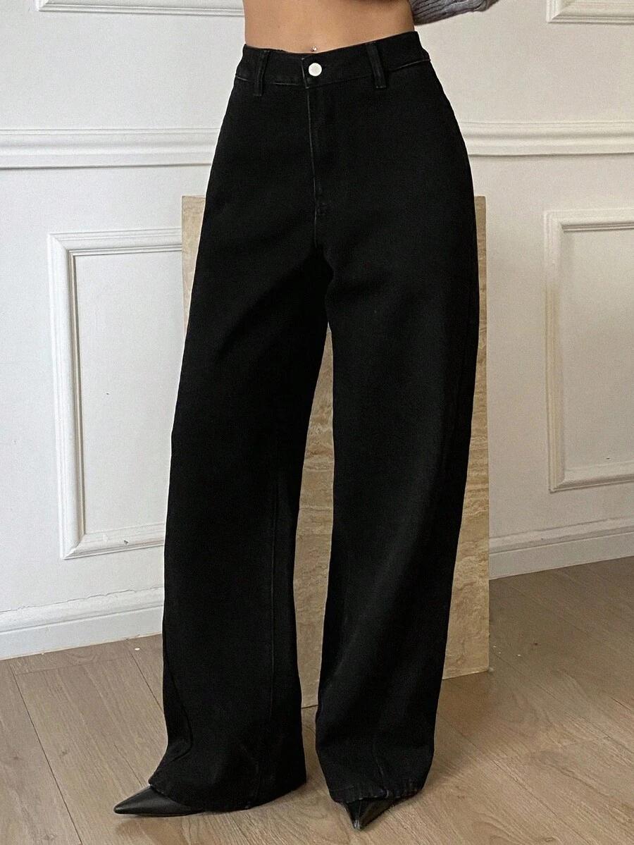 czarne ocieplane spodnie jeans