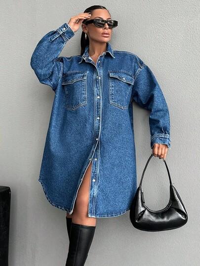 niebieska sukienka jeans